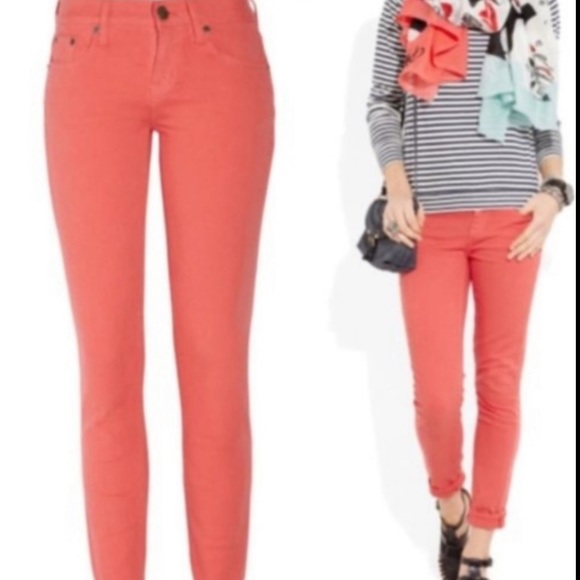 J. Crew Denim - J. Crew Toothpick Ankle Jeans in Salmon Pink Garment Dyed Twill Size 28